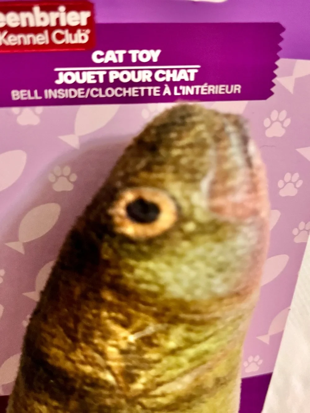 🍀 FREE in bundle* Fake Fish Plush Yellow Striped Dog or Cat Toy with Bell